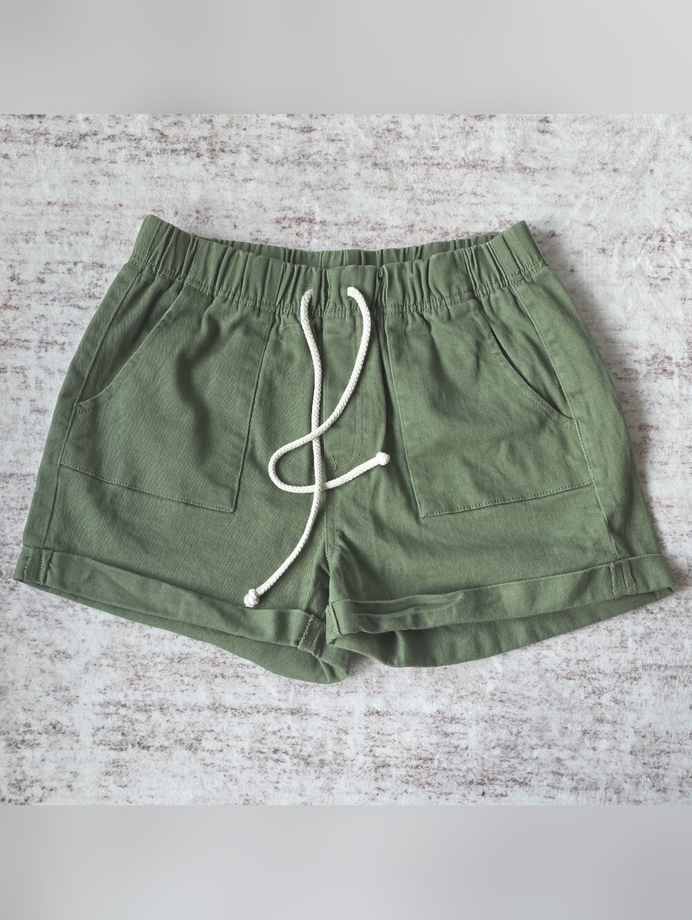 No Boundaries Olive Drawstring Utility Shorts